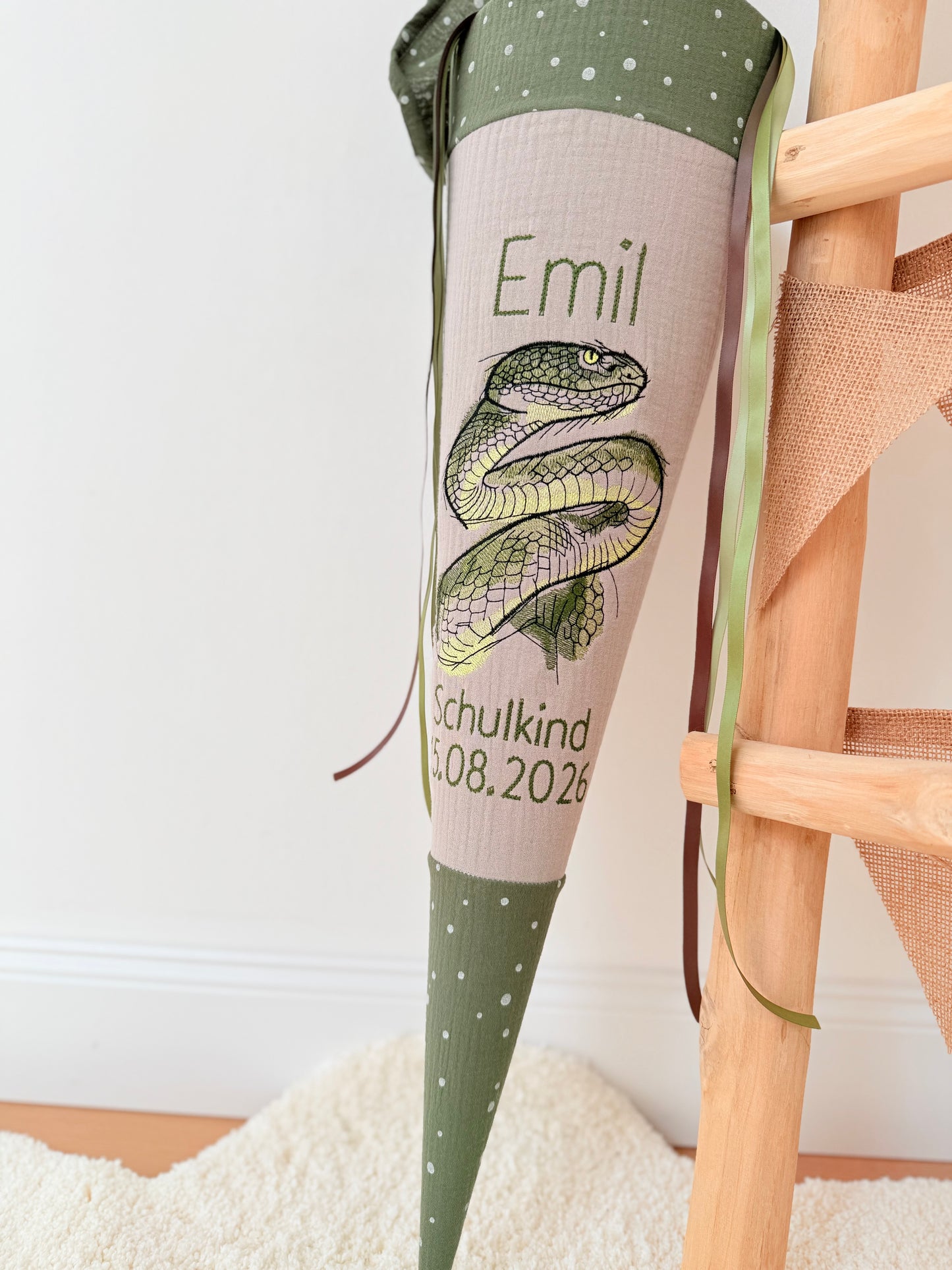 Musselin Schultüte 70 cm | Kobra Schlange | Kissen Inlett