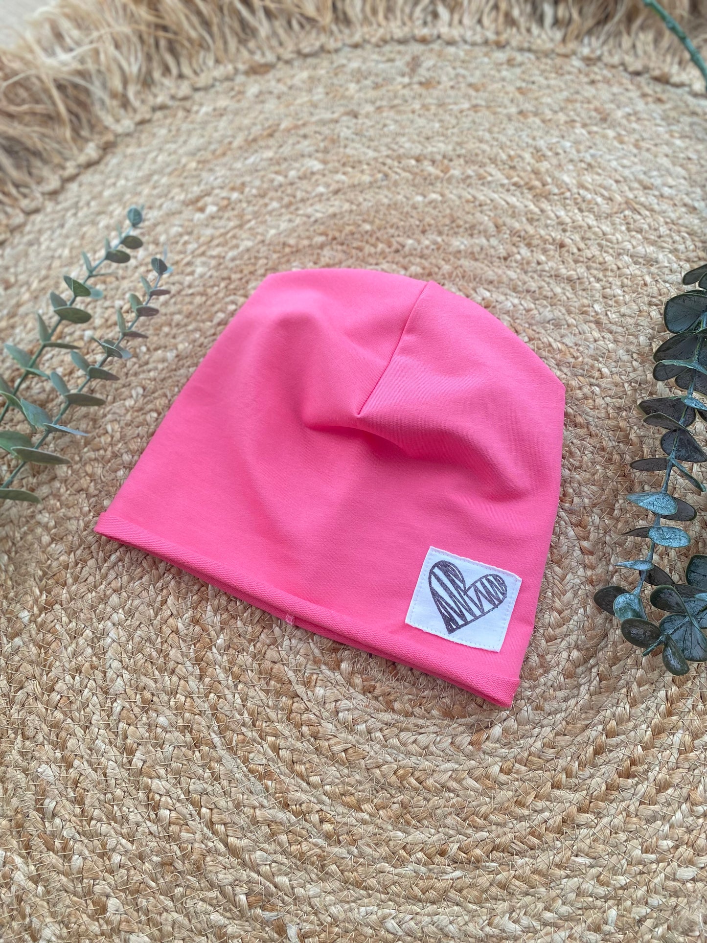 Dein Design | Sommer Beanie | Herz | Used-Look Label | Uni Farben