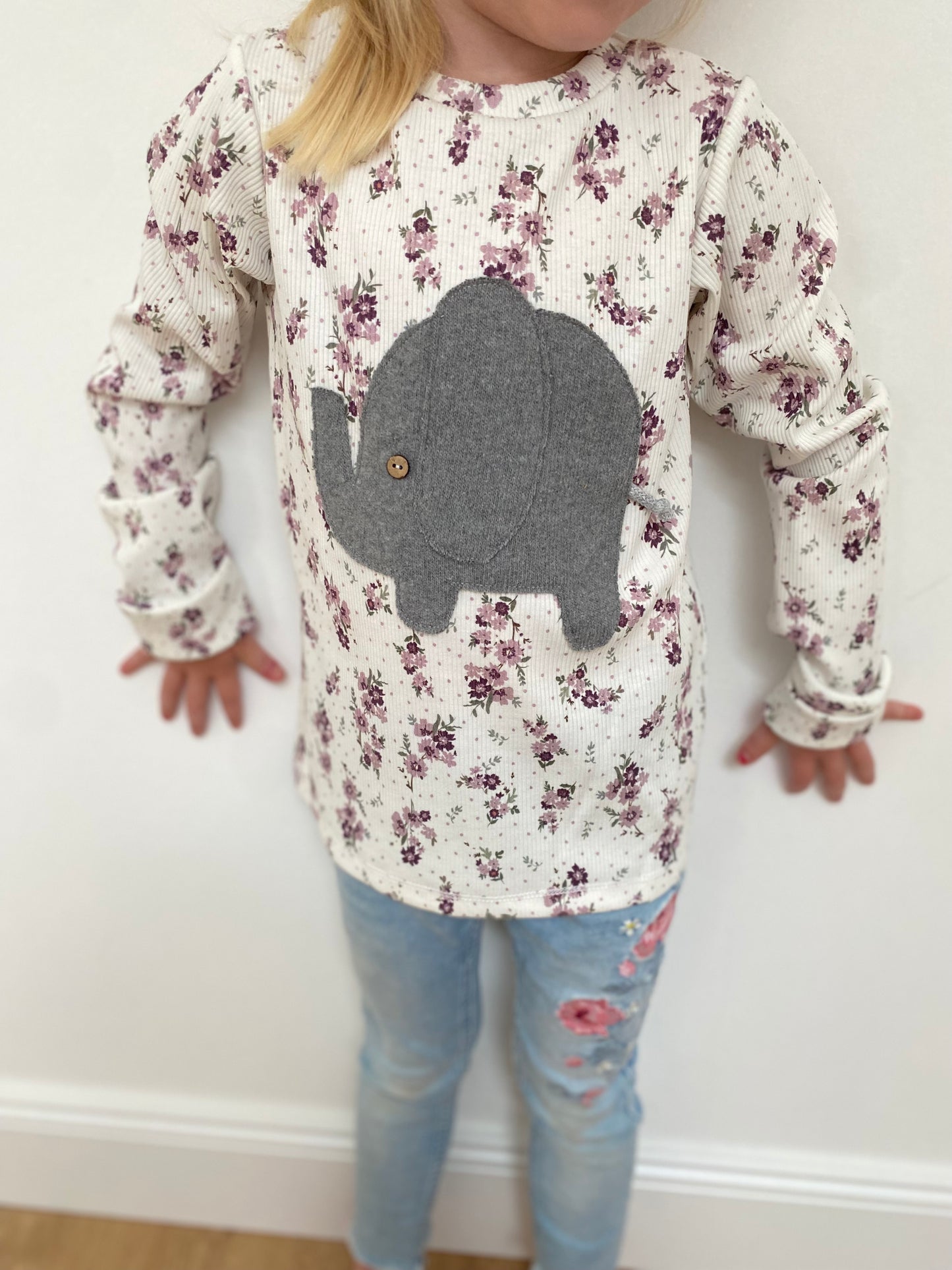 Longsleeve ab Körpergröße 80 cm | Applikation Elefant