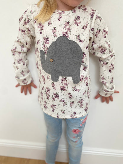 Longsleeve ab Körpergröße 80 cm | Applikation Elefant