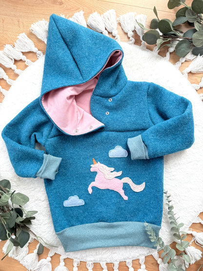 Windbreaker Einhorn Applikation | Wollwalk | 100% Schurwolle