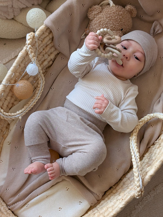 Dein Design | Basic Set | Pumphosen für Babys & Knotenmütze| Melierte Farben