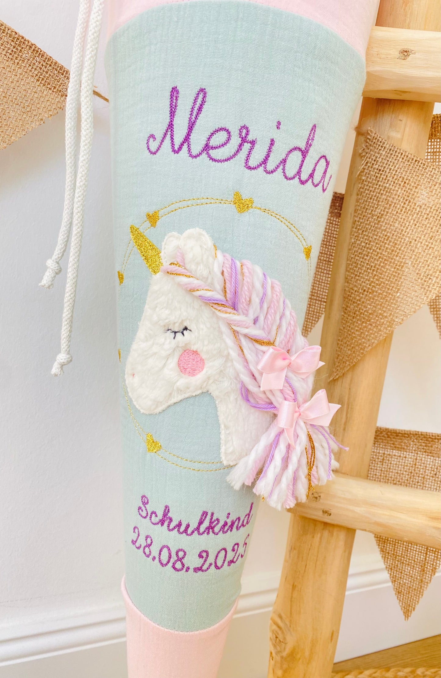 Musselin Schultüte Einhorn 70 cm | Kissen Inlett