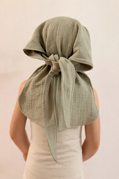 Musselin Bandana Kopftuch für Baby & Kinder | Sonnenschutz | Sonnenhut XL Nackenschutz