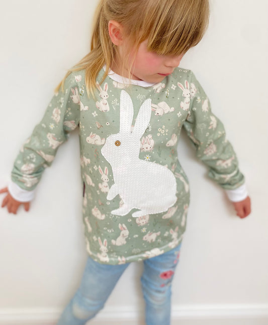 Longsleeve ab Körpergröße 80 cm | Applikation Hase