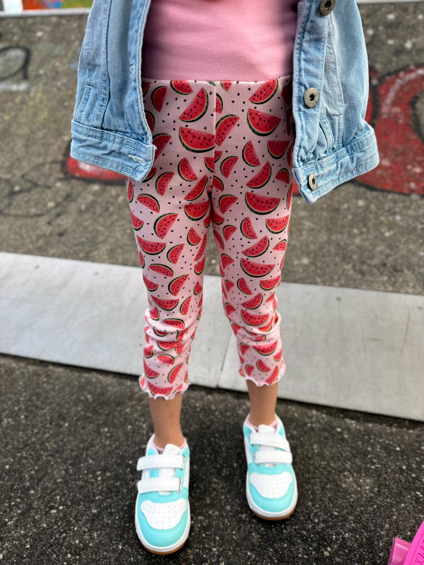 Individuelle Leggings oder Radlerhose für Mädchen aus Rippjersey – 7/8 Leggings mit Rollsaum, bequem & elastisch