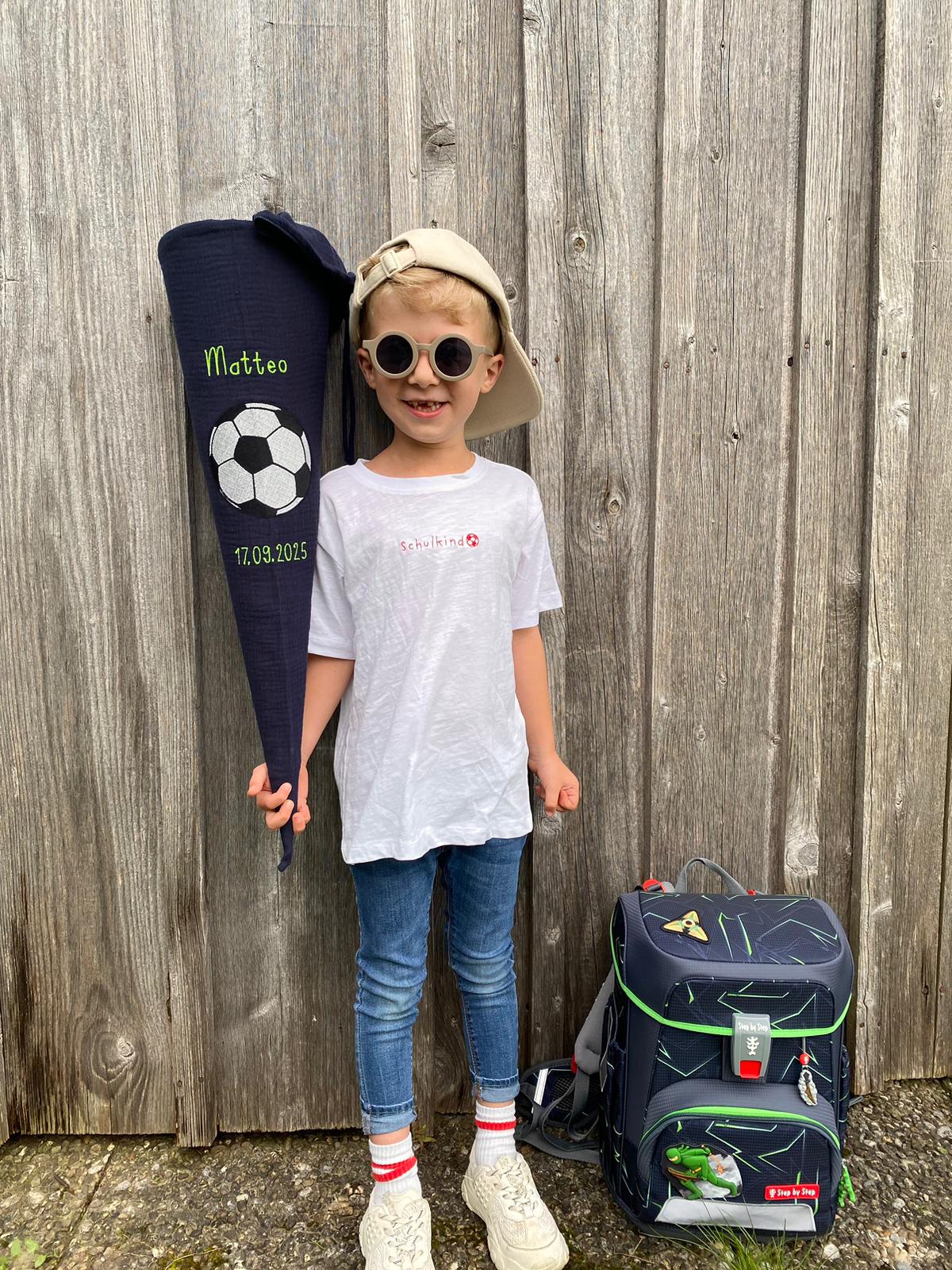 Musselin Schultüte 70 cm | Fußball | Kissen Inlett
