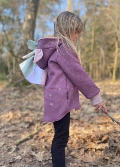 Wollwalk  Jacke  Einhorn | Lila | 100% Schurwolle Schafwolle