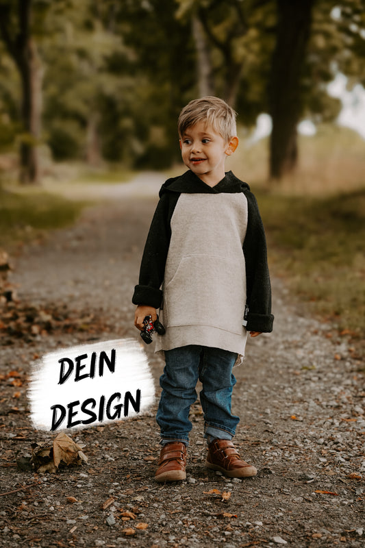 Dein Design | Wollwalk Raglan Hoodie | Retro | 100% Schurwolle Schafwolle