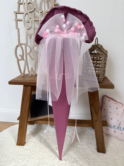 ✨ BESTSELLER ✨ Basic Musselin Schultüte 70 cm – personalisierbar, individuelle Farbauswahl, goldene Punkte, für Jungen und Mädchen