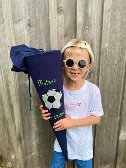 Musselin Schultüte 70 cm | Fußball | Kissen Inlett