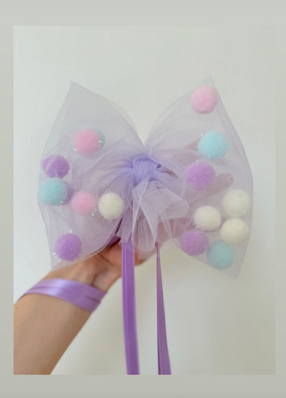 Glitzer Pompon-Schleife Tüllschleife für Schultüten ab 70 cm