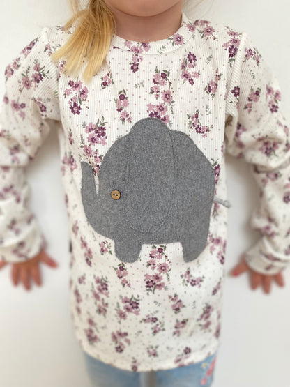 Longsleeve ab Körpergröße 80 cm | Applikation Elefant