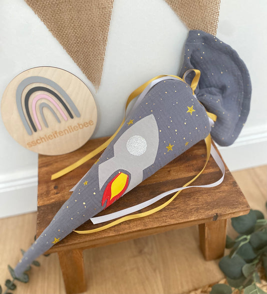 Geschwistertüte | Geschwisterschultüte  | Kitatüte | Zuckertüte | 35 cm | Rakete