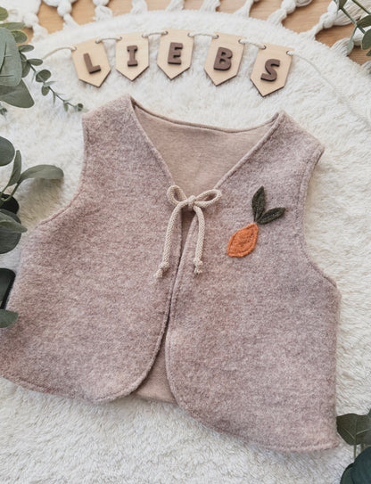 Handmade Wollwalk Weste für Kinder | Walkweste | Zitrone