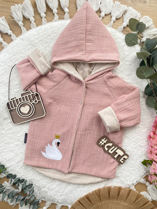 Baby | Musselinjacke | Schwan | Cardigan