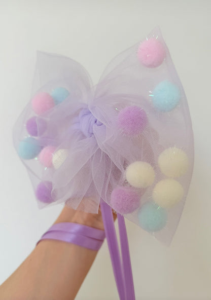 Glitzer Pompon-Schleife Tüllschleife für Schultüten ab 70 cm