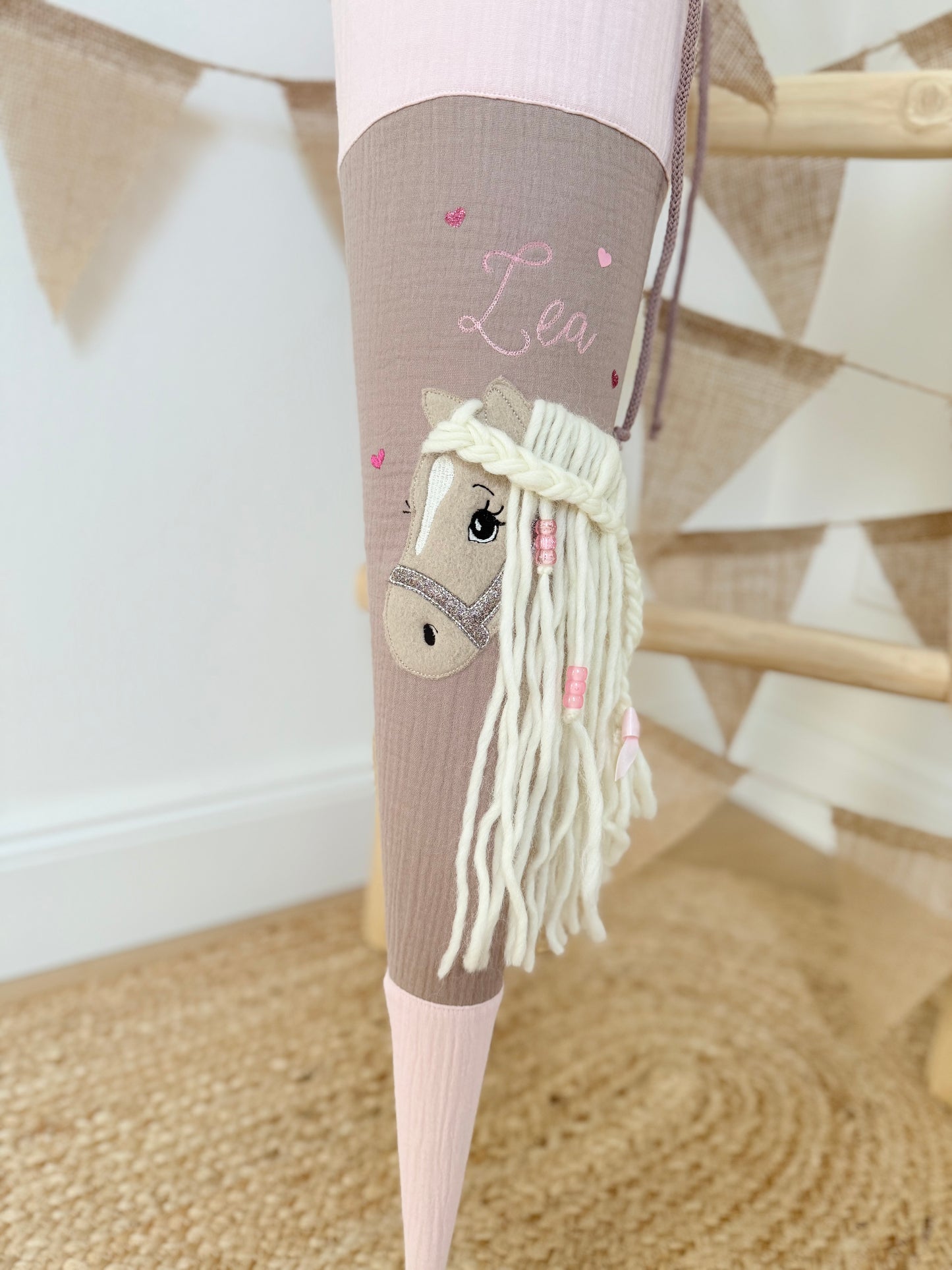 Musselin Schultüte 70 cm | Pferd | Haflinger | Kissen Inlett