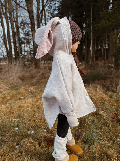 Oversized Walkjacke | Walkmantel | Hase | 100% Schurwolle