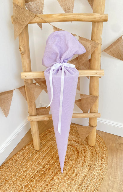 Dein Design | BASIC | Schlichte Musselin Schultüte 70 cm oder Geschwistertüte 35 cm
