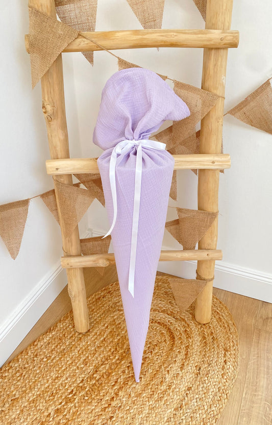 Dein Design | BASIC | Schlichte Musselin Schultüte 70 cm oder Geschwistertüte 35 cm