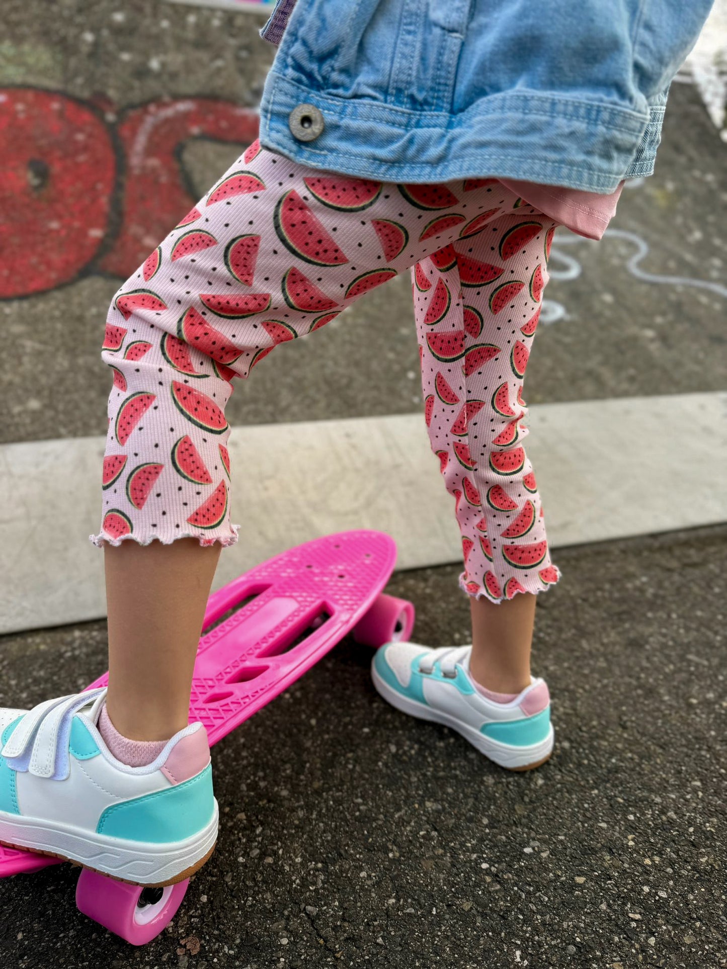 Individuelle Leggings oder Radlerhose für Mädchen aus Rippjersey – 7/8 Leggings mit Rollsaum, bequem & elastisch