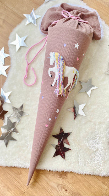 Musselin Schultüte Einhorn 70 cm | Kissen Inlett