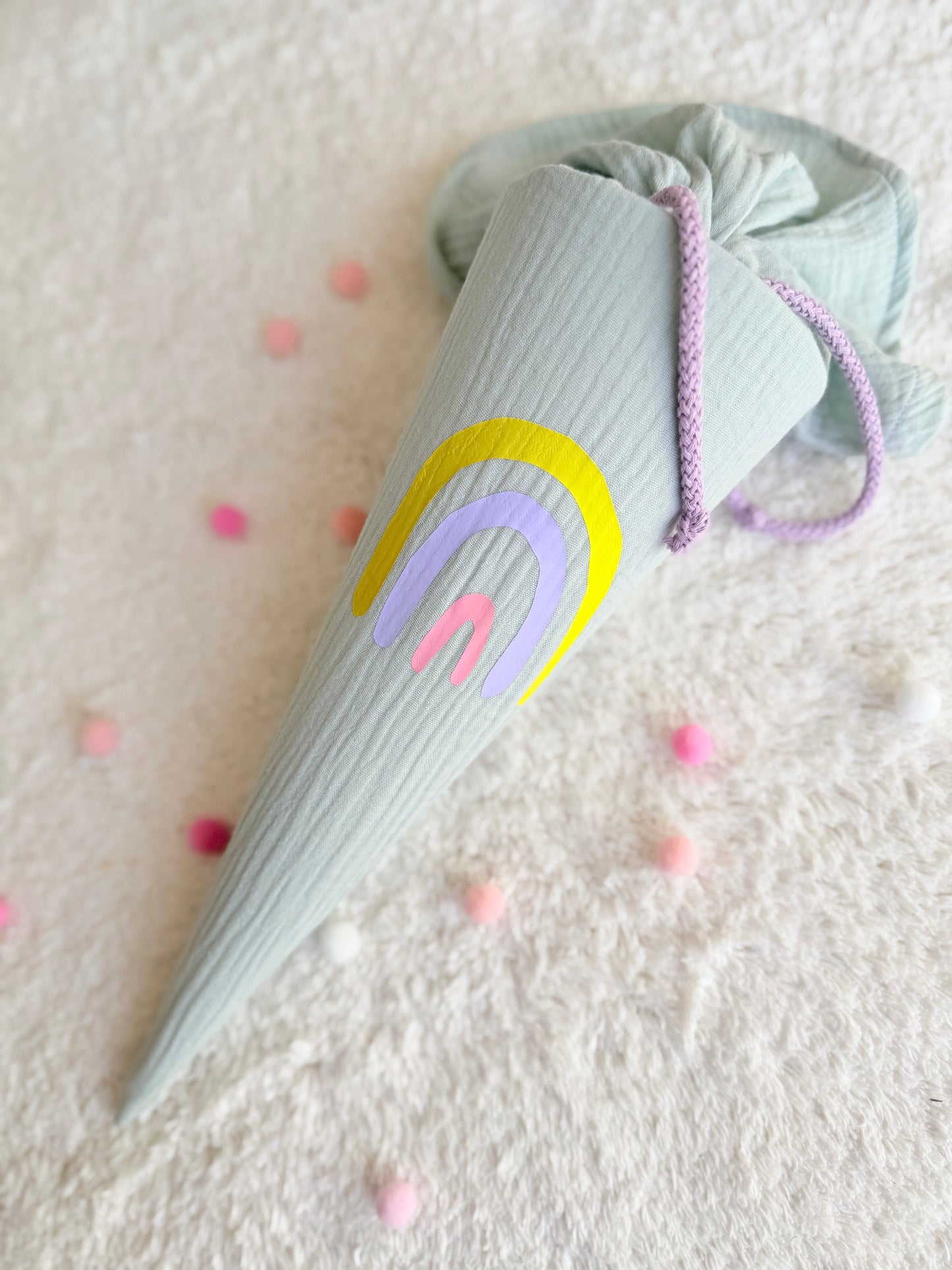 Geschwistertüte 35 cm | Regenbogen Pastellfarben | Geschwisterschultüte | Kitatüte | Zuckertüte |