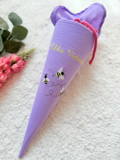 Dein Design | Geschwistertüte | Geschwisterschultüte | Kitatüte | Zuckertüte | 35 cm | Biene