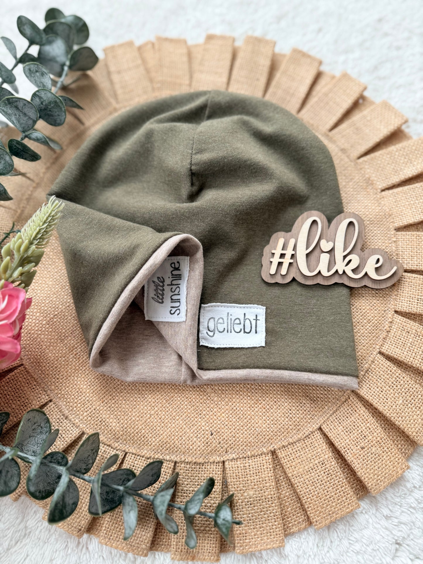 Dein Design | Wendebeanie  | Dreieckloop | Used-Look Label Stoff | Alle Farben
