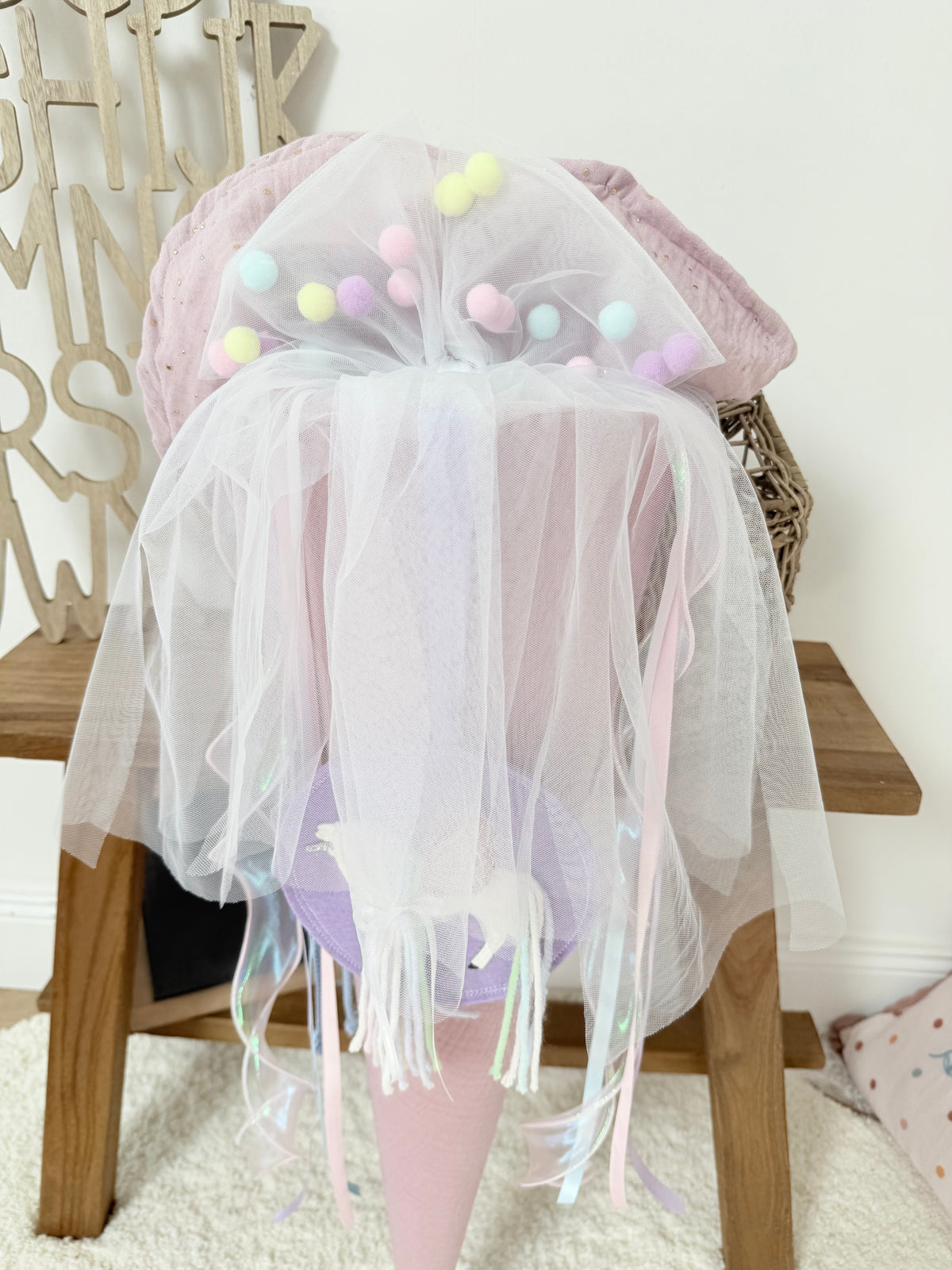 XL Schultüten Accessoires Pompon-Tüllschleife inklusive Anhänger Pegasus