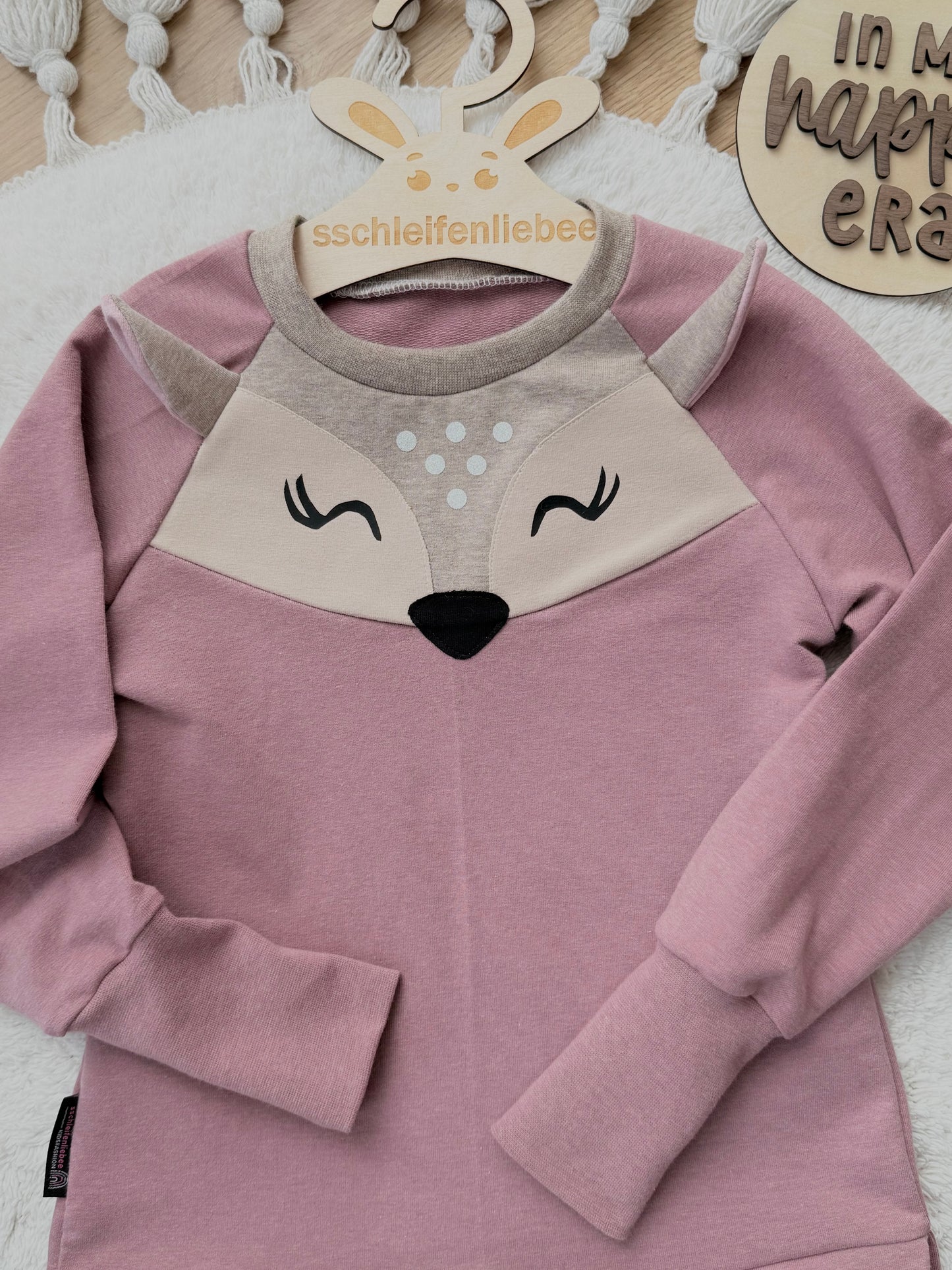 Tunika-Sweatshirt mit Musselin Volant | Reh