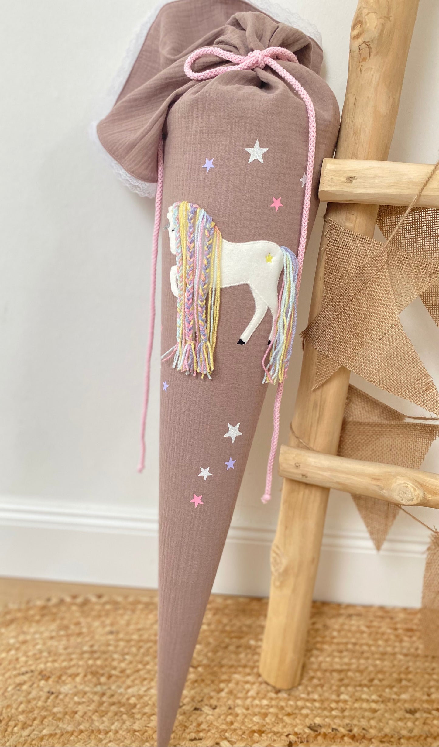 Musselin Schultüte Einhorn 70 cm | Kissen Inlett