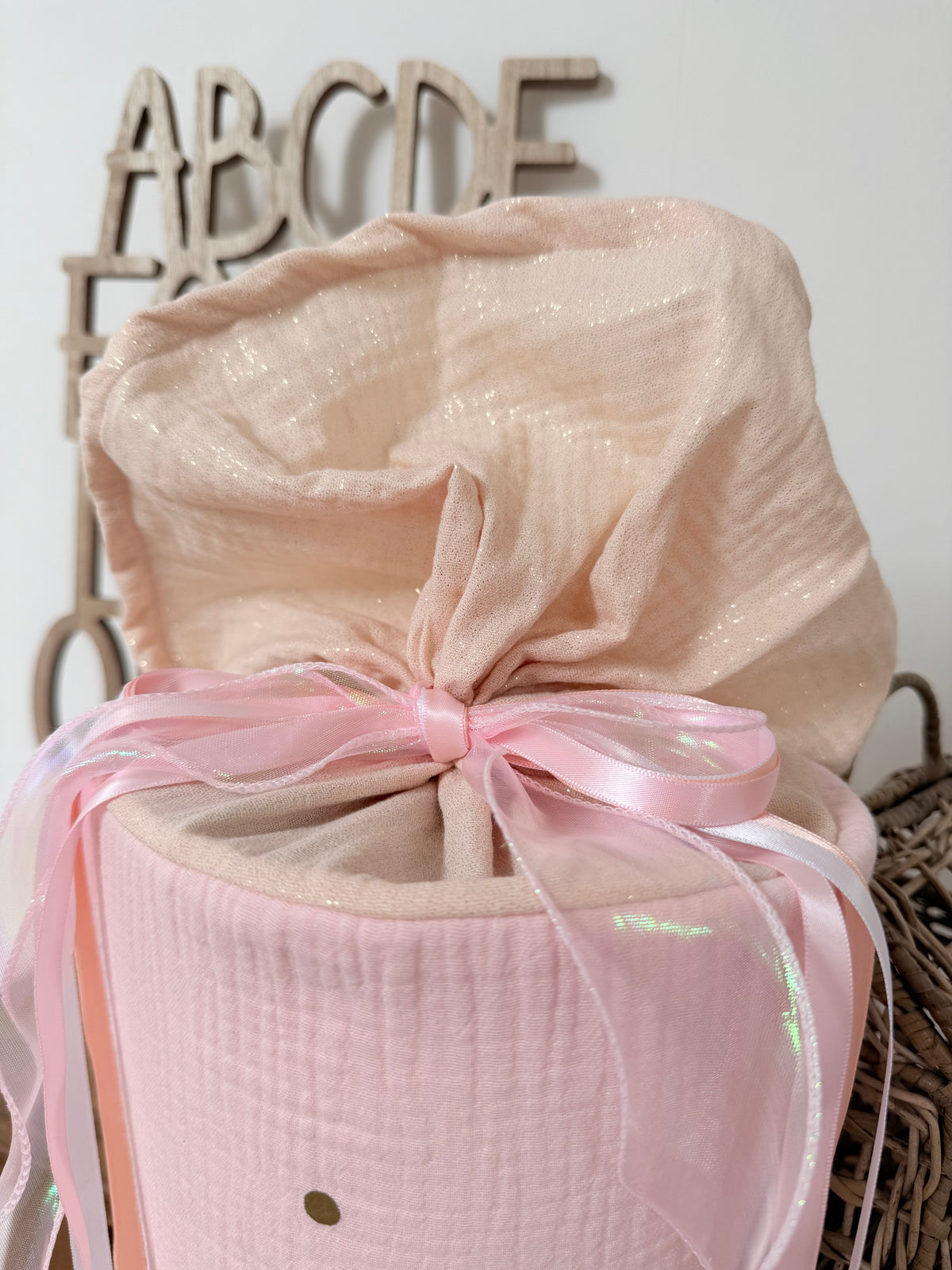 Musselin Schultüte 70cm,Babyrosa, Glitzer, Einhorn mit Schmetterlingen – optional mit Kissen