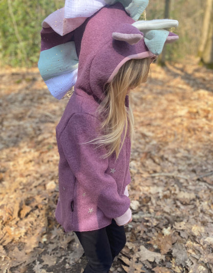 Wollwalk  Jacke  Einhorn | Lila | 100% Schurwolle Schafwolle