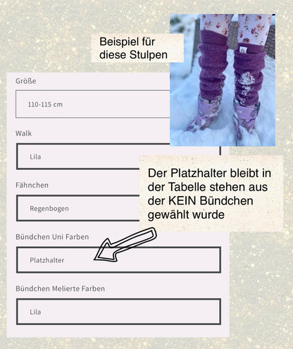 Dein Design | Walkstulpen | Beinstulpen | Schurwolle