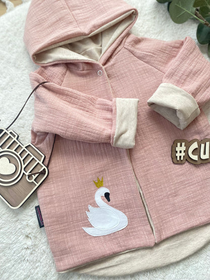 Baby | Musselinjacke | Schwan | Cardigan