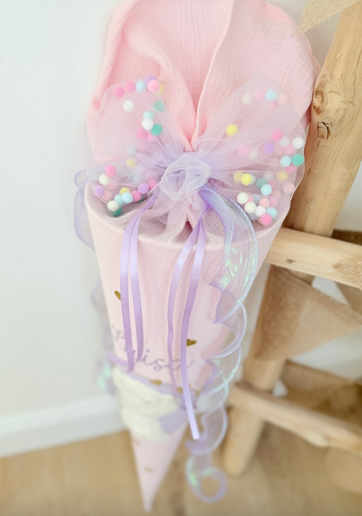 Pompon-Schleife Tüllschleife für Schultüten ab 70 cm