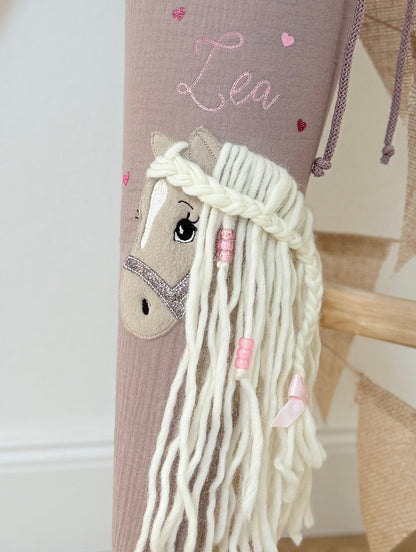 Musselin Schultüte 70 cm | Pferd | Haflinger | Kissen Inlett