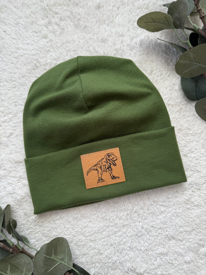 Dein Design | Hipster Beanie | Dino Label | Dreieckloop | Melierte Farben