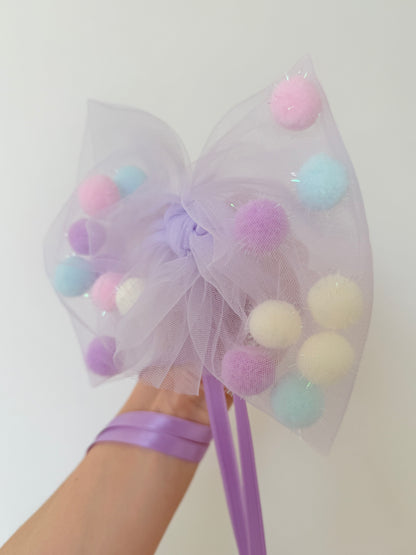 Glitzer Pompon-Schleife Tüllschleife für Schultüten ab 70 cm