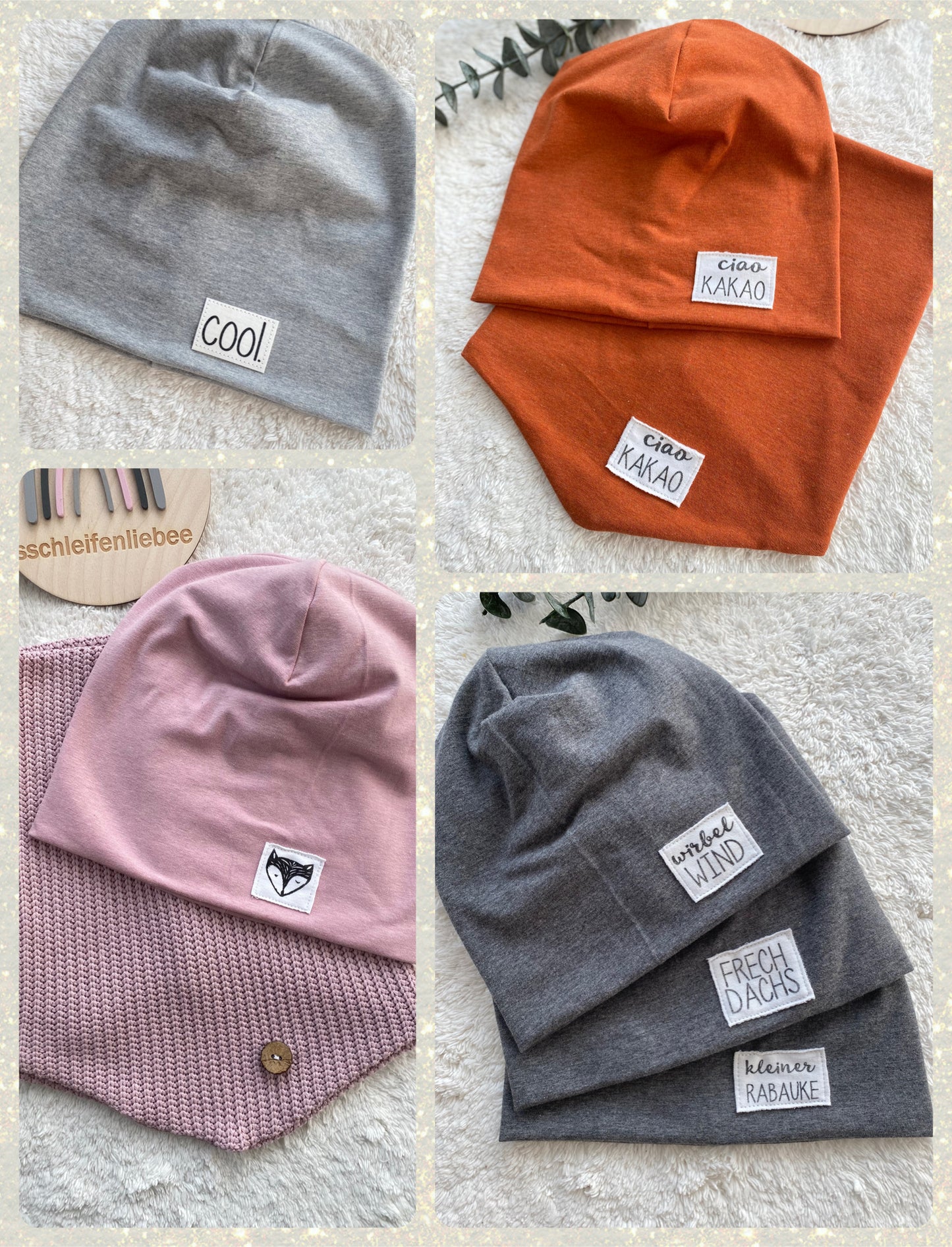Dein Design | Label Beanie | Used-Look & Leder | Dreieckloop | Melierte Farben
