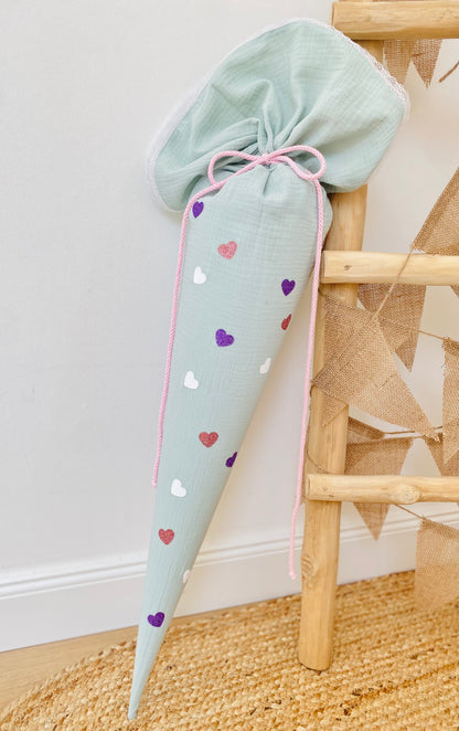 Dein Design | Schultüte Herzen 70 cm | Herz | Geschwistertüte 35 cm |
