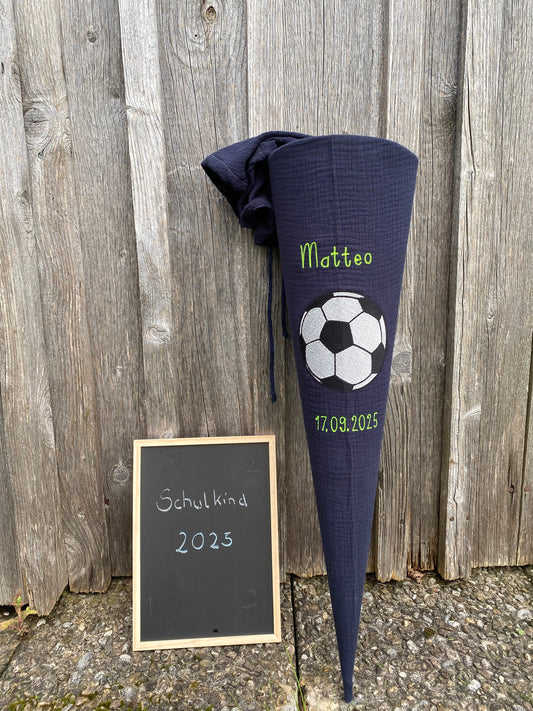 Musselin Schultüte 70 cm | Fußball | Kissen Inlett