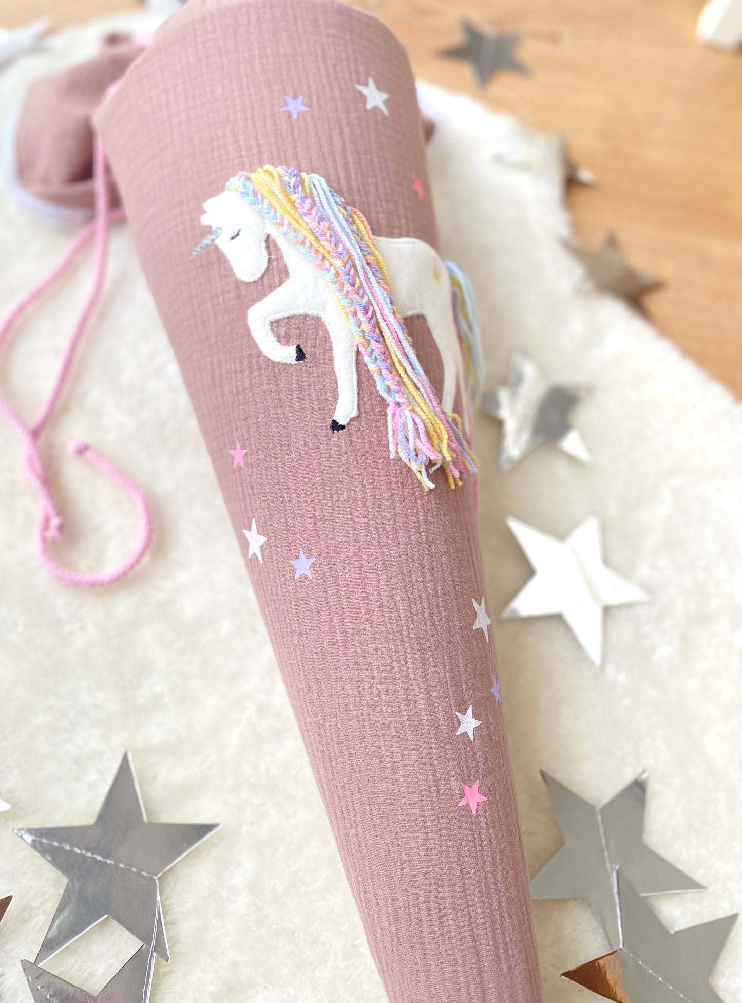 Musselin Schultüte Einhorn 70 cm | Kissen Inlett