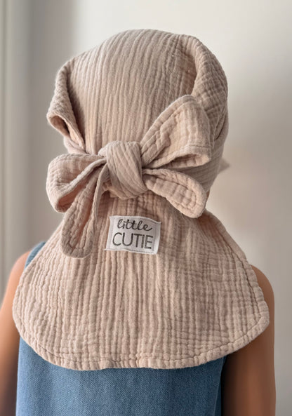 Musselin Bandana Kopftuch für Baby & Kinder | Sonnenschutz | Sonnenhut XL Nackenschutz