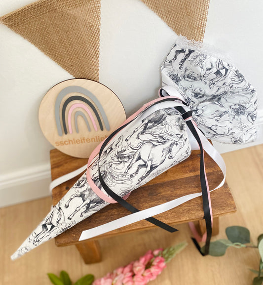 Geschwistertüte  | Geschwisterschultüte | Geschenkverpackug | Reiten| Kitatüte | Zuckertüte | 35 cm