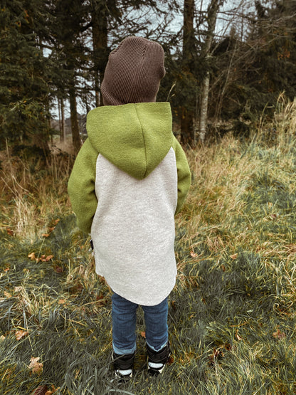 Dein Design | Wollwalk Raglan Hoodie | Retro | 100% Schurwolle Schafwolle