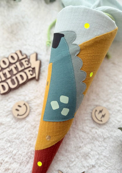 Geschwistertüte Einschulung | Kitatüte | Weiterführende Schule | 35 cm | Dino