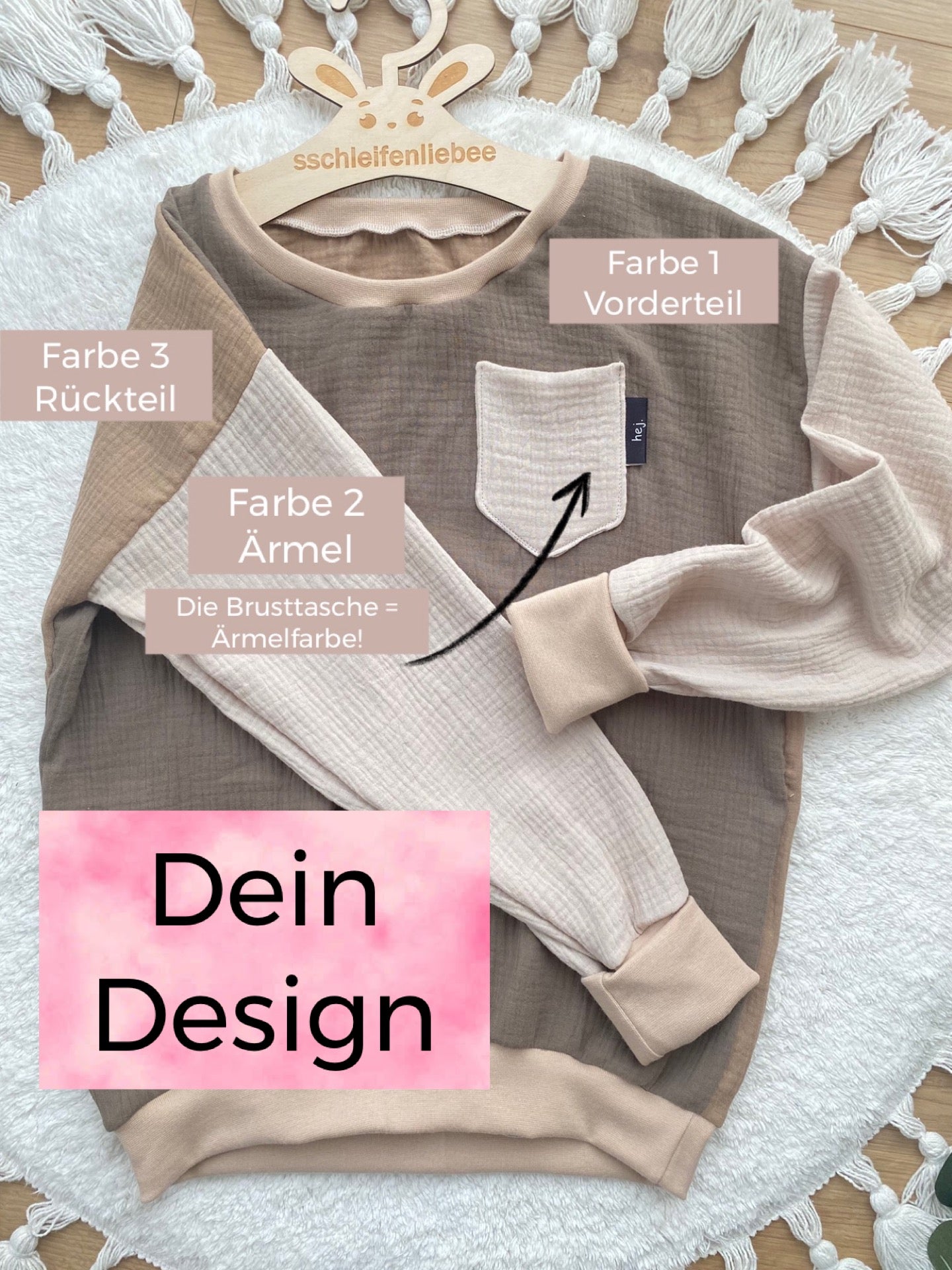Dein Design | Oversized Sweater | Musselin | Color Blocking